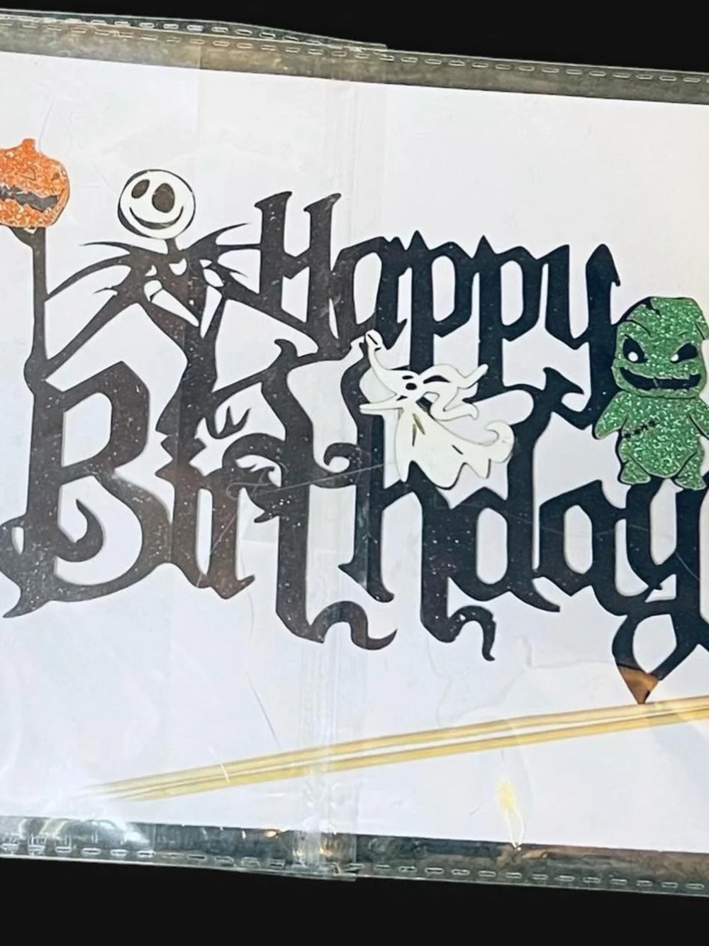 Happy Birthday Gothic Script Nightmare Before Christmas Cake Topper